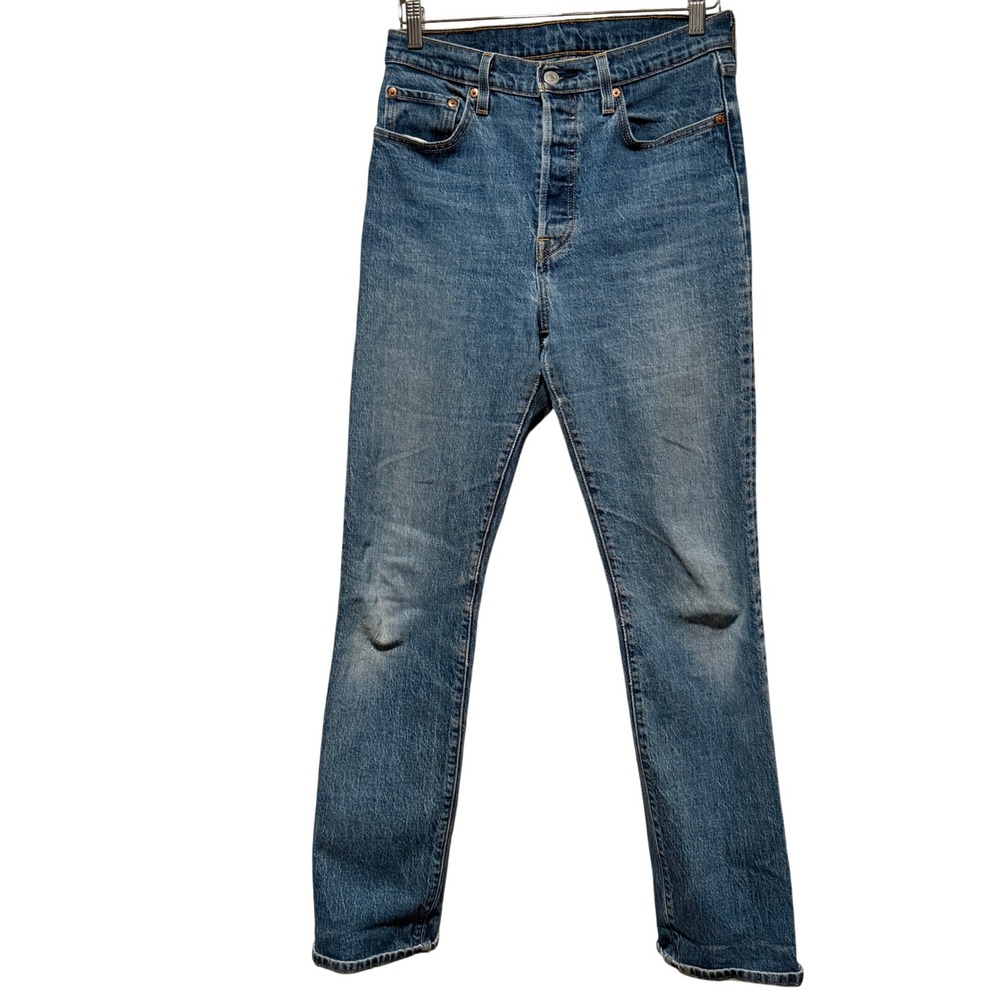 Levis 501 Original Fit Jeans Mens Medium Wash Blue Straight Leg Button Fly Denim